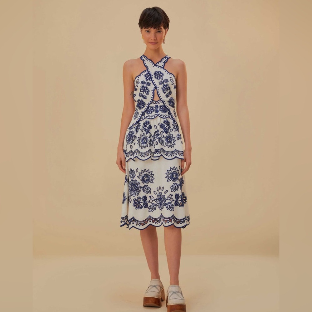Farm Rio Off-White Richelieu Lenzing™ Ecovero™ Euroflax™ Midi Dress